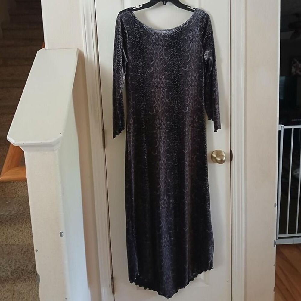 Vintage Y2K 90s snake skin print velvet maxi dress goth whimsygoth witchy L